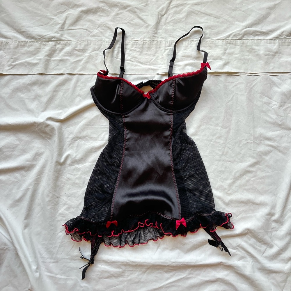 Fredericks of Hollywood Black and red corset bustier Lingerie Dress / Top